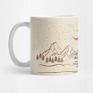 Simple Boho Warm tonned Minimalist Landscape Nature Mounted Print Mug